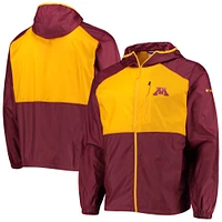 Men's Columbia Maroon/Gold Minnesota Golden Gophers Flash Forward Hoodie Full-Zip Lightweight Windbreaker