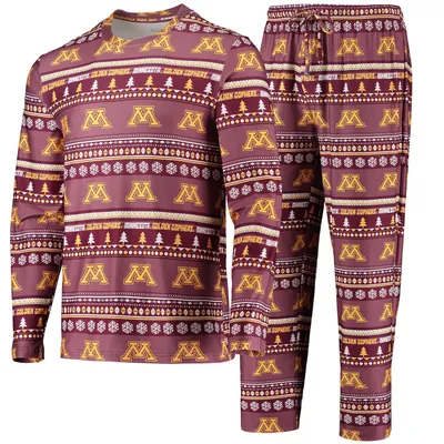 Minnesota Golden Gophers Concepts Sport Ugly Sweater Long Sleeve T-Shirt and Pants Sleep Set - Maroon