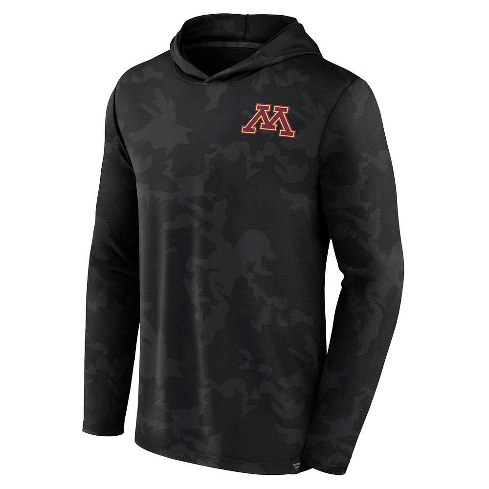 Men's Fanatics  Black Minnesota Golden Gophers Camo Hoodie Long Sleeve T-Shirt