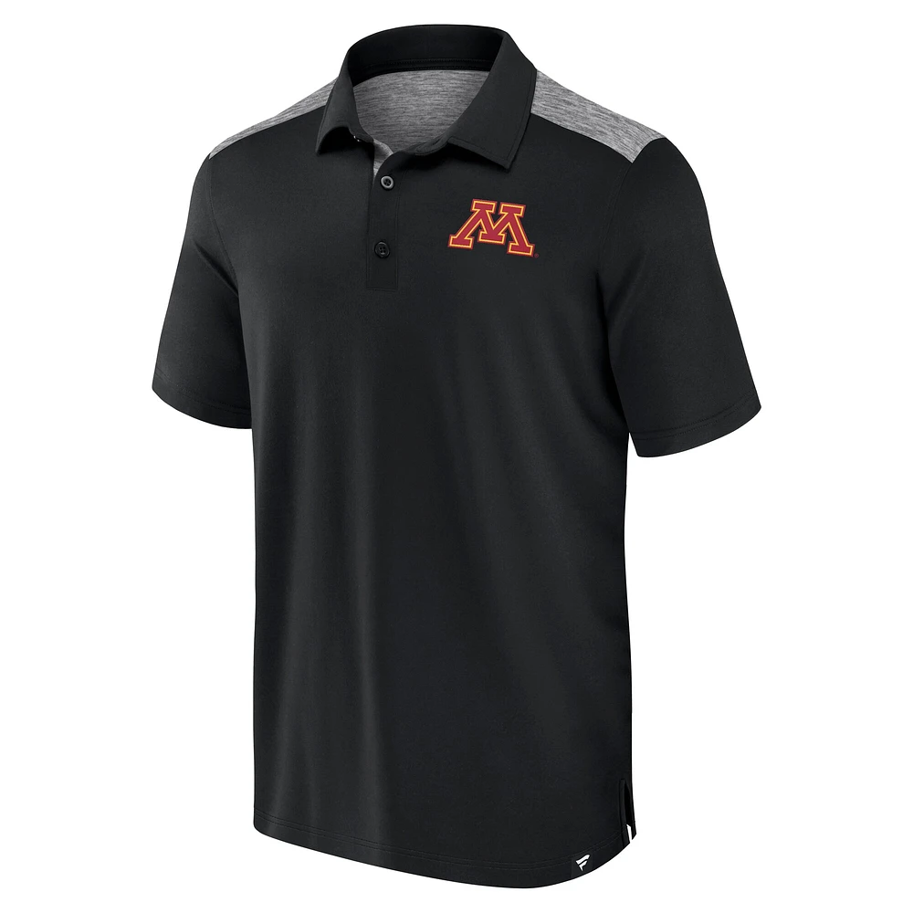Men's Fanatics Black Minnesota Golden Gophers Iconic Brushed Blocked Polo