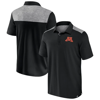 Men's Fanatics Black Minnesota Golden Gophers Iconic Brushed Blocked Polo