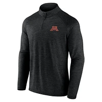 Haut raglan à quart de zip avec logo principal des Golden Gophers du Minnesota Fanatics Charcoal pour hommes