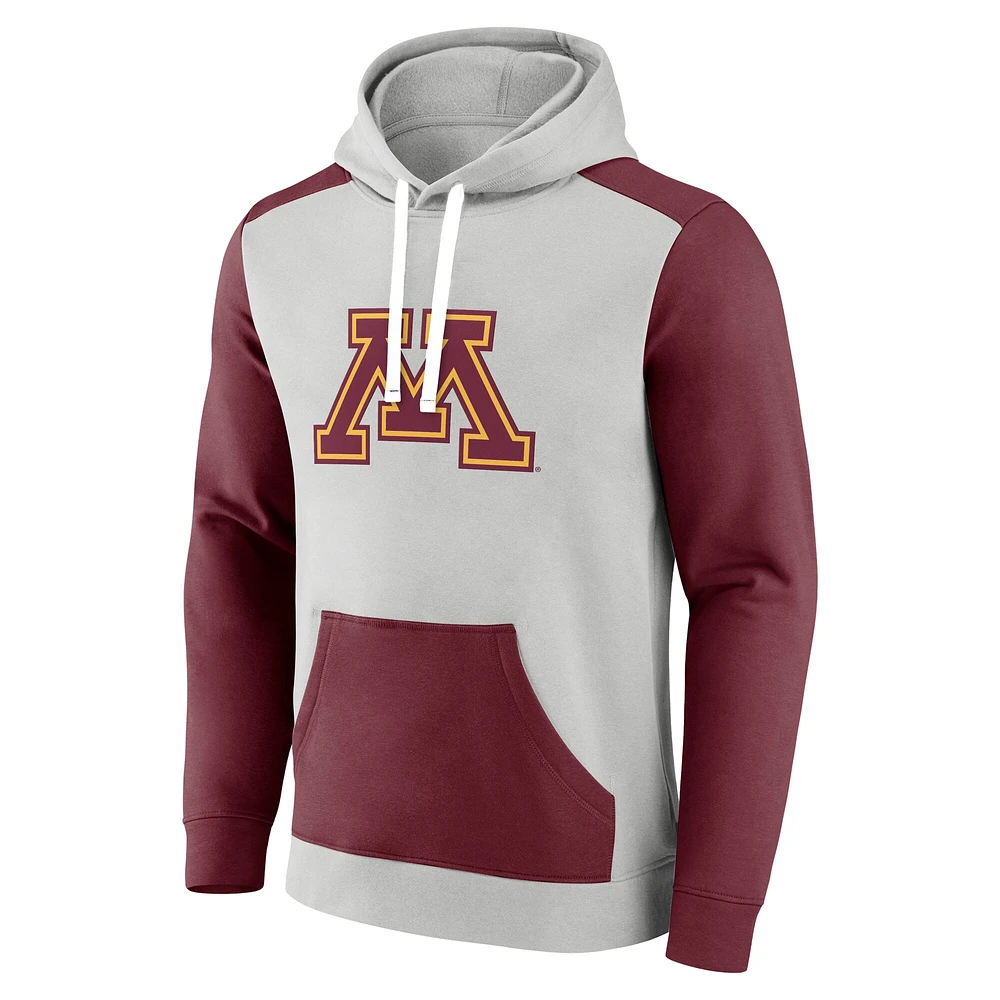 Men's Fanatics  Gray/Maroon Minnesota Golden Gophers Primary Arctic Fleece Pullover Hoodie