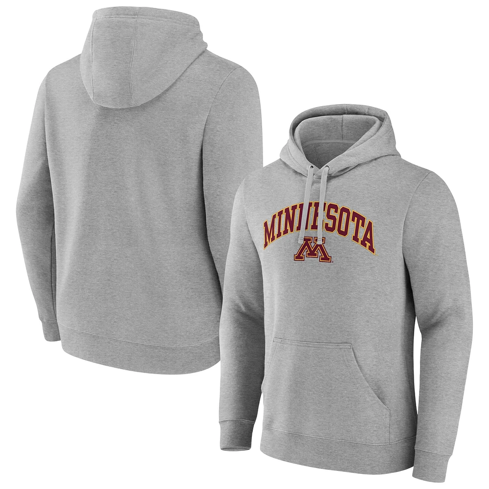 Sweat à capuche logo arqué Minnesota Golden Gophers gris Fanatics pour hommes