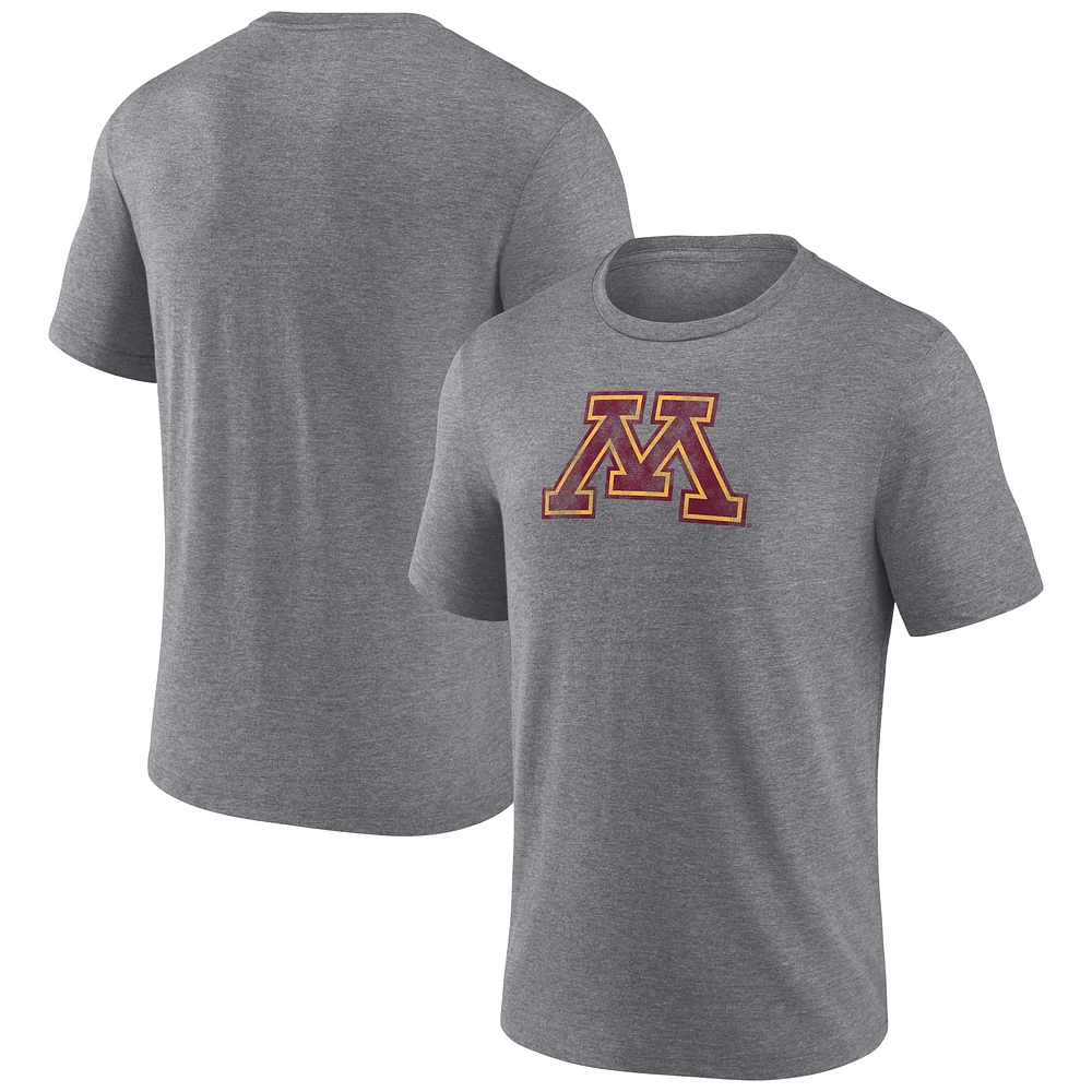 T-shirt classique gris Fanatics pour homme avec logo principal tri-blend des Minnesota Golden Gophers