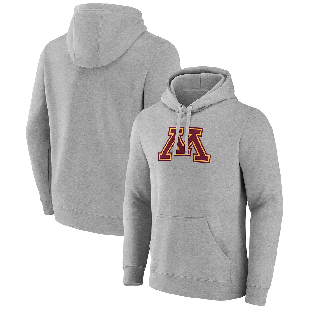 Sweat à capuche avec logo principal des Golden Gophers du Minnesota Fanatics pour hommes, gris