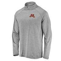 Men's Fanatics Gray Minnesota Golden Gophers Striated Raglan Lightweight Quarter-Zip Top