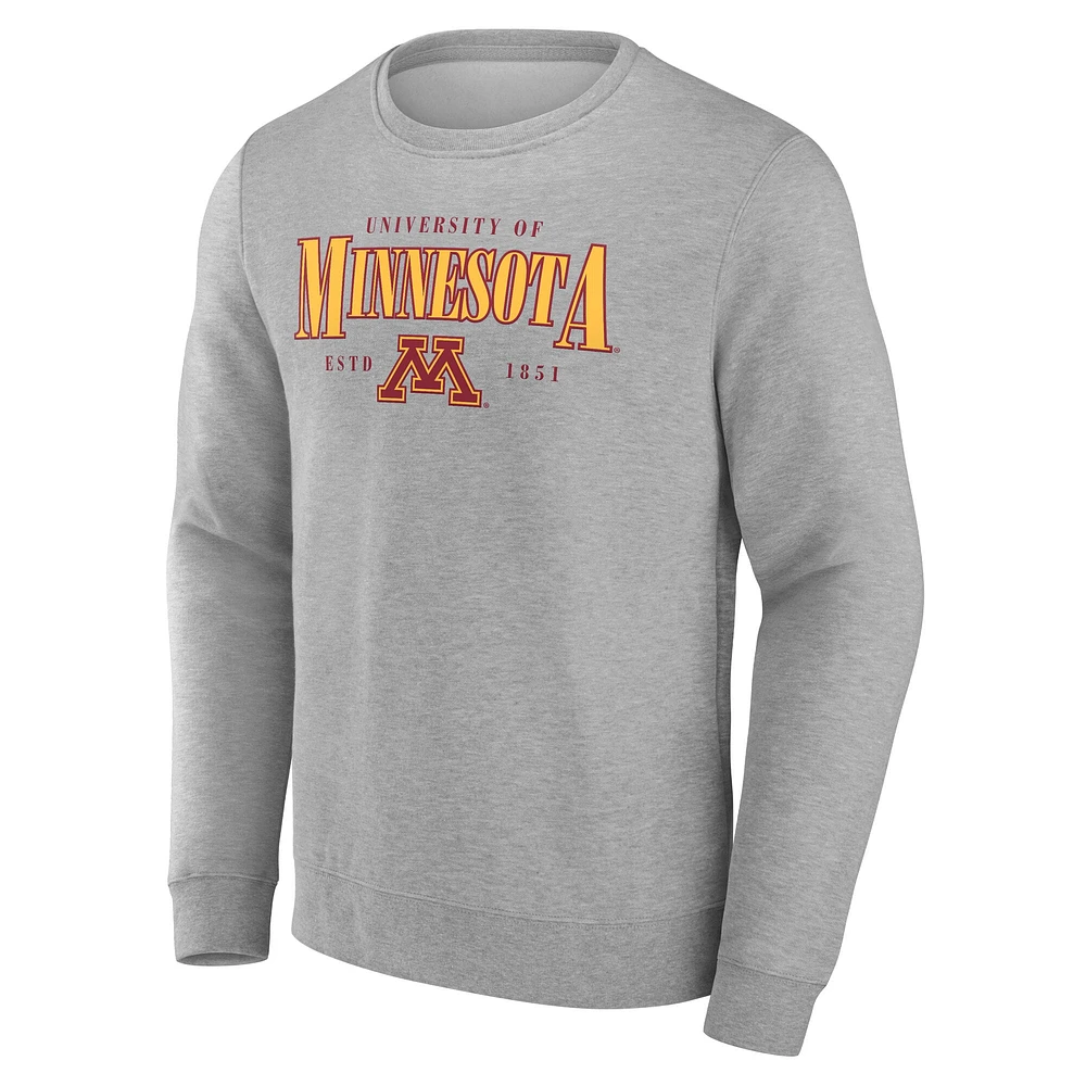 Men's Fanatics Gray Minnesota Golden Gophers True Classics Act Fast Fleece Pullover Sweatshirt