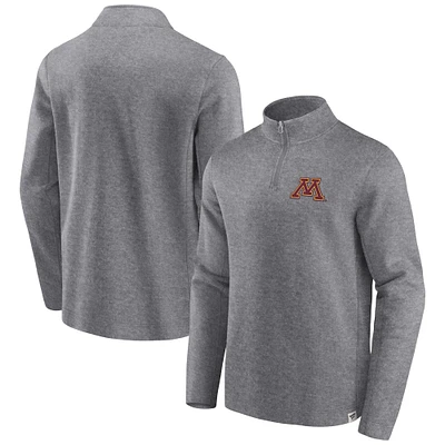 Veste vintage en polaire à quart de zip Fanatics Heather Grey Minnesota Golden Gophers pour hommes