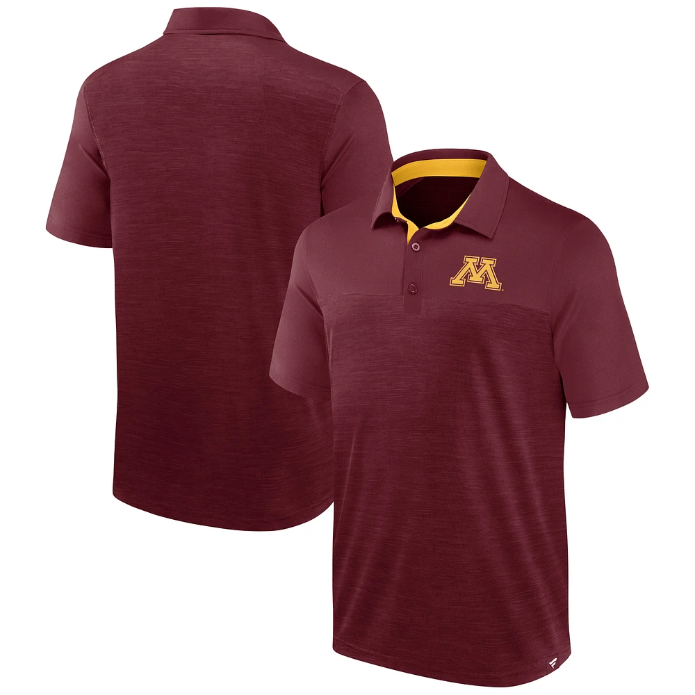 Polo classique Homefield Fanatics Heather Maroon Minnesota Golden Gophers pour hommes