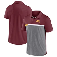 Men's Fanatics Maroon/Heathered Gray Minnesota Golden Gophers Split Block Color Polo