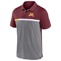 Men's Fanatics Maroon/Heathered Gray Minnesota Golden Gophers Split Block Color Polo