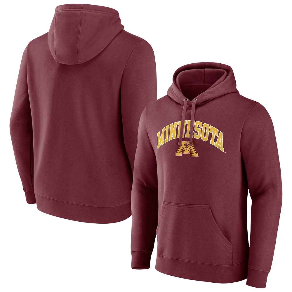 Sweat à capuche avec logo arqué Fanatics pour hommes, couleur marron, Minnesota Golden Gophers