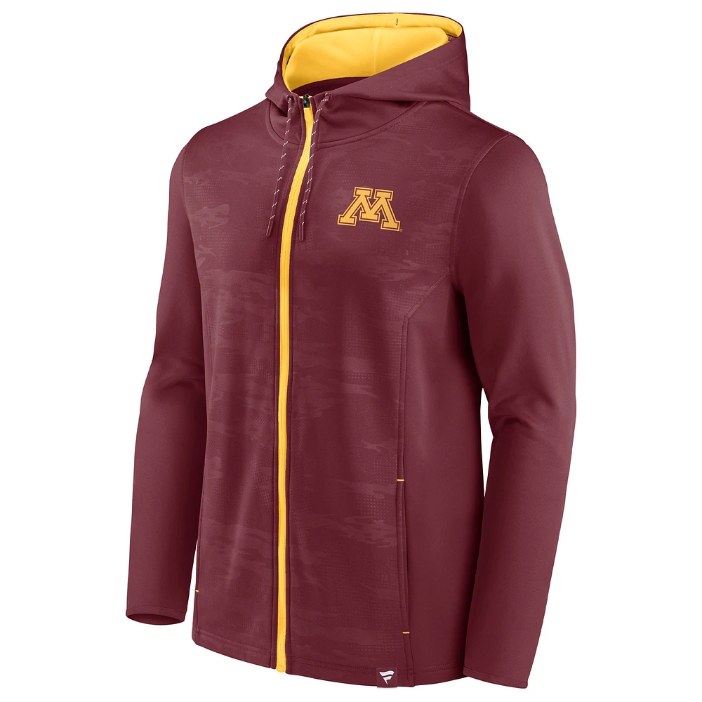 Sweat à capuche entièrement zippé pour hommes Fanatics Maroon Minnesota Golden Gophers Ball Carrier