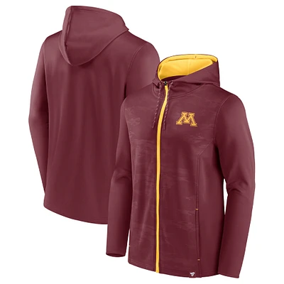 Sweat à capuche entièrement zippé pour hommes Fanatics Maroon Minnesota Golden Gophers Ball Carrier