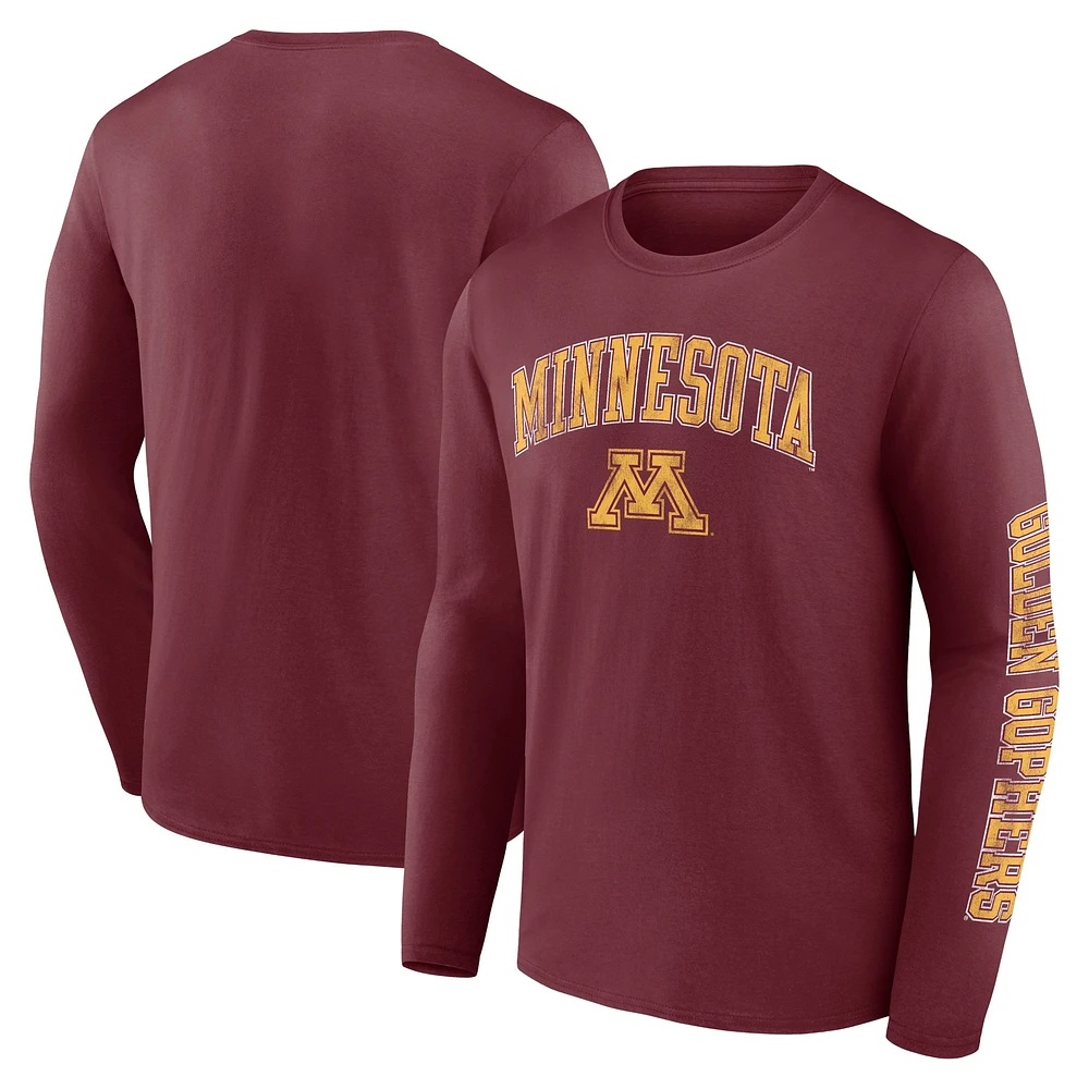 Men's Fanatics Maroon Minnesota Golden Gophers Distressed Arch Over Logo Long Sleeve T-Shirt