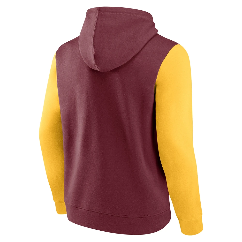 Men's Fanatics Maroon Minnesota Golden Gophers Extra Point Color-Block Pullover Hoodie