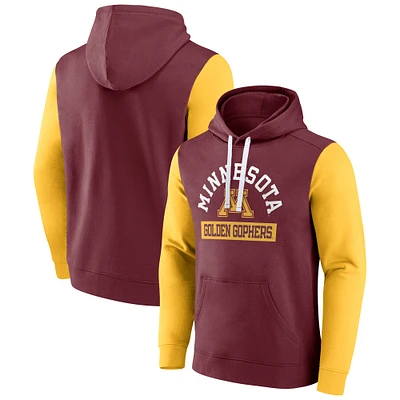 Men's Fanatics Maroon Minnesota Golden Gophers Extra Point Color-Block Pullover Hoodie