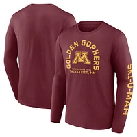 T-shirt à manches longues en coton Fanatics pour hommes, équipe gagnante, Minnesota Golden Gophers, marron