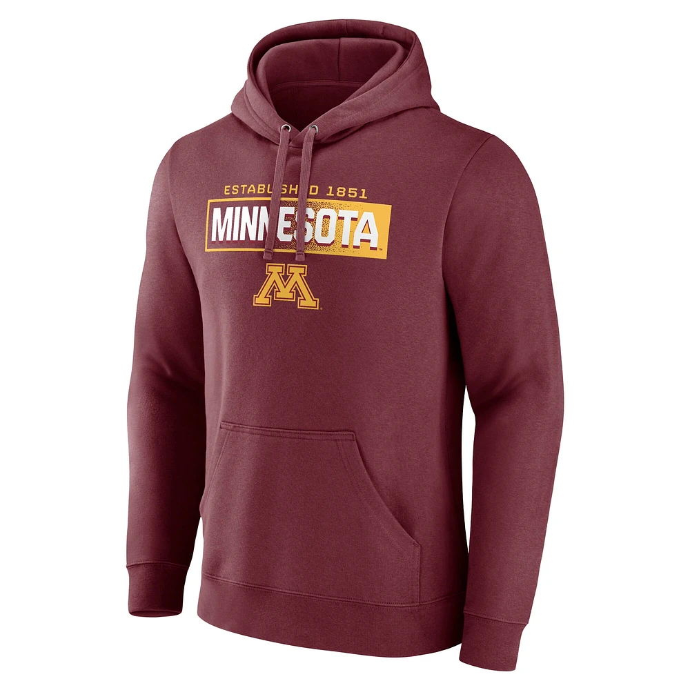 Sweat à capuche emblématique en polaire Down The Field pour homme Fanatics Maroon Minnesota Golden Gophers