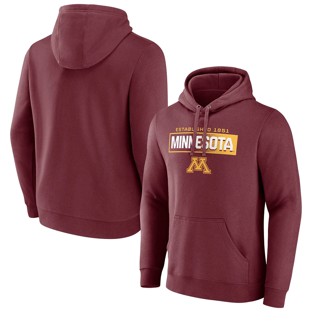 Sweat à capuche emblématique en polaire Down The Field pour homme Fanatics Maroon Minnesota Golden Gophers