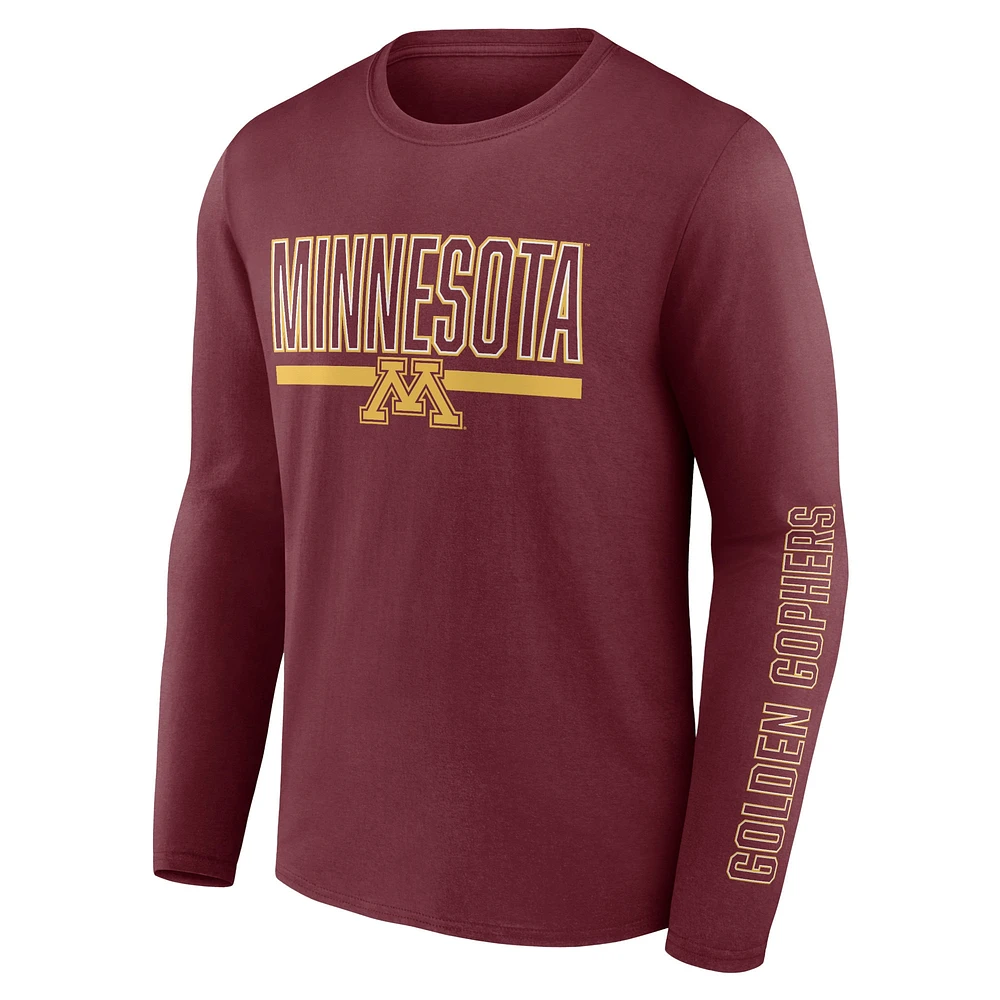 T-shirt moderne à manches longues deux coups Fanatics Maroon Minnesota Golden Gophers pour hommes