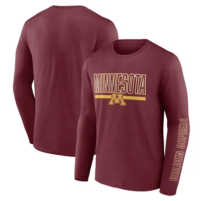 T-shirt moderne à manches longues deux coups Fanatics Maroon Minnesota Golden Gophers pour hommes