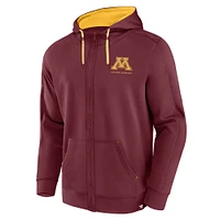 Sweat à capuche entièrement zippé pour hommes Fanatics marron Minnesota Golden Gophers Power Index