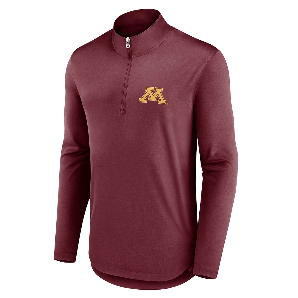 Men's Fanatics Maroon Minnesota Golden Gophers Quarterback Mock Neck Quarter-Zip Top