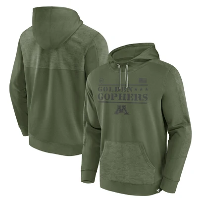 Men's Fanatics Olive Minnesota Golden Gophers OHT Military Appreciation Stencil Pullover Hoodie