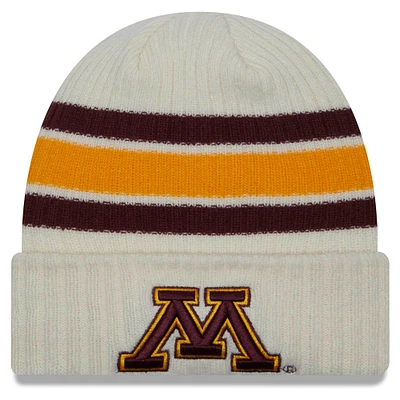 Bonnet en tricot à revers vintage crème Minnesota Golden Gophers New Era pour hommes