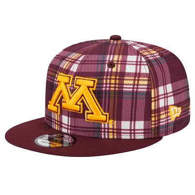 Casquette à visière à carreaux 9FIFTY Snapback pour homme des Golden Gophers du Minnesota de New Era