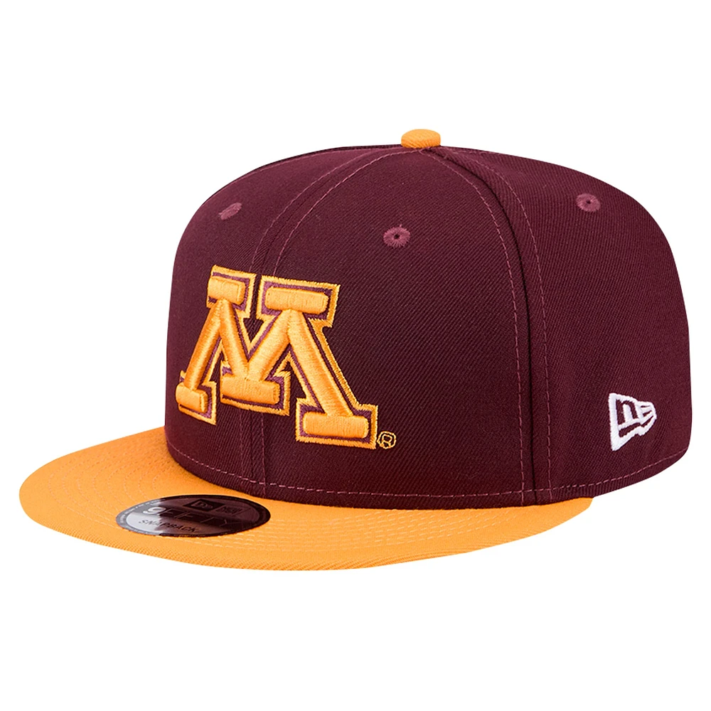 Casquette Snapback bicolore 9FIFTY pour homme des Golden Gophers du Minnesota de New Era marron