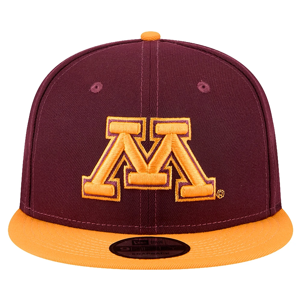 Casquette Snapback bicolore 9FIFTY pour homme des Golden Gophers du Minnesota de New Era marron