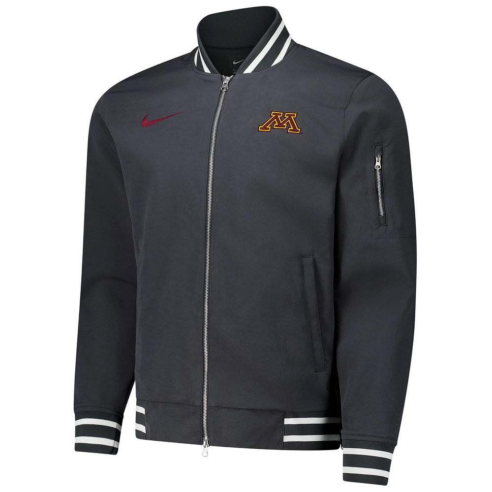 Men's Nike  Anthracite Minnesota Golden Gophers Full-Zip Bomber Jacket