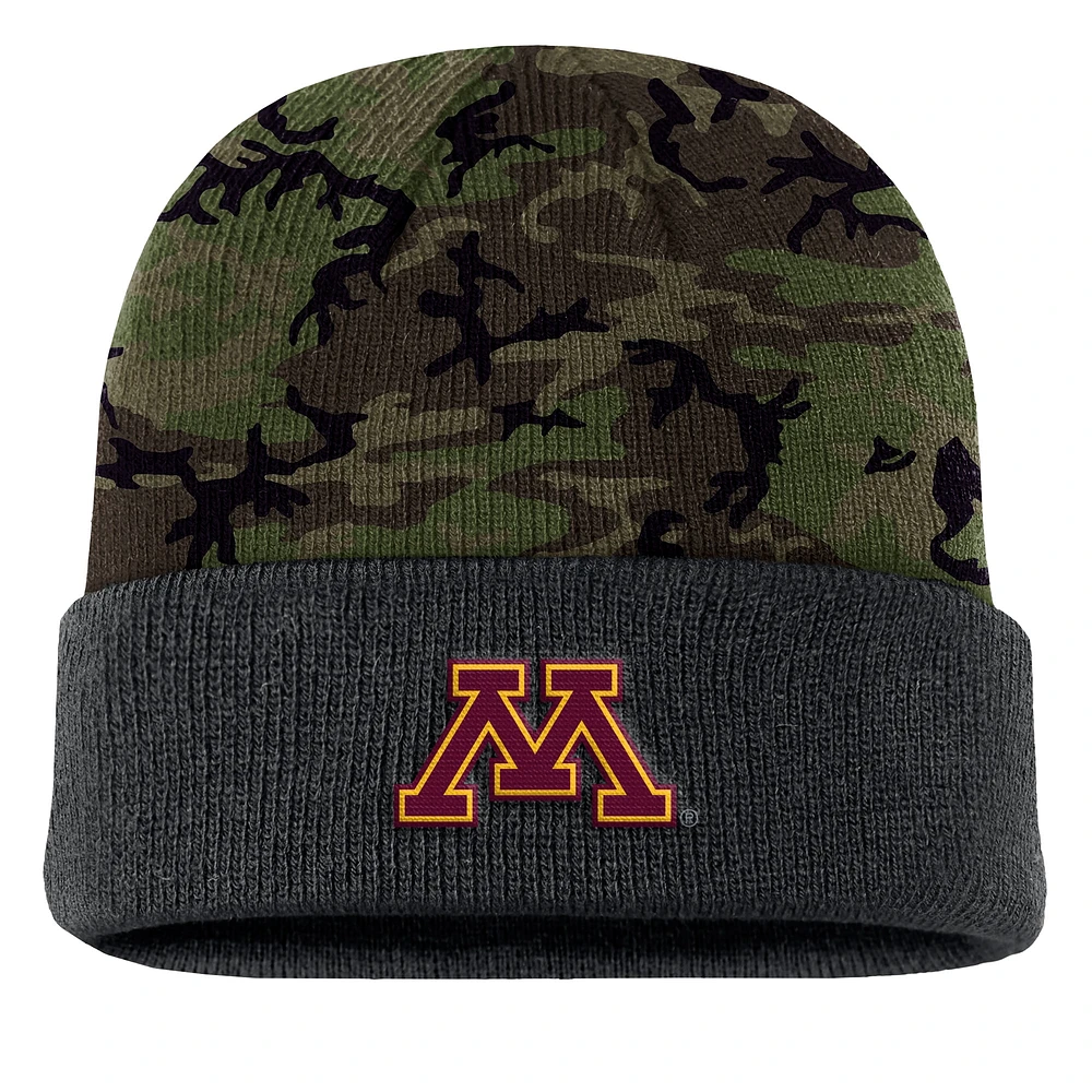 Bonnet en tricot à revers camouflage Nike pour homme Minnesota Golden Gophers Military Appreciation