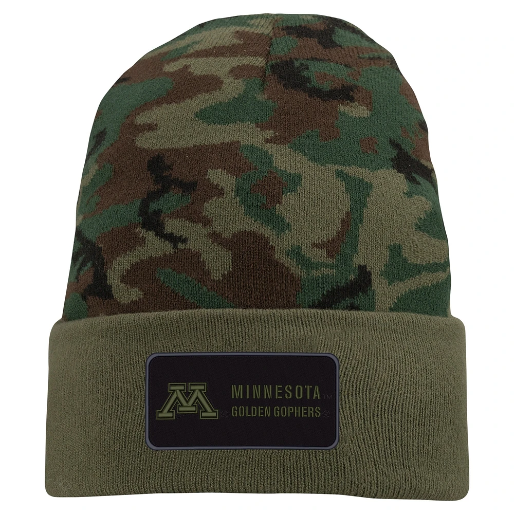 Bonnet en tricot à revers Nike Camo Minnesota Golden Gophers Military Pack pour homme