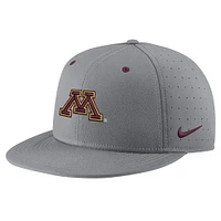 Men's Nike Gray Minnesota Golden Gophers USA Side Patch True AeroBill Performance Fitted Hat