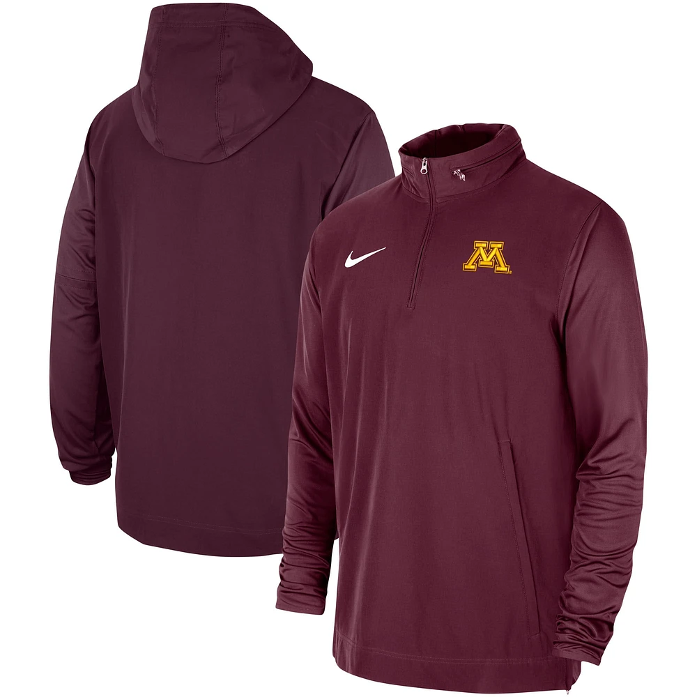 Veste à capuche demi-zip Nike marron Minnesota Golden Gophers 2023 Coach pour homme