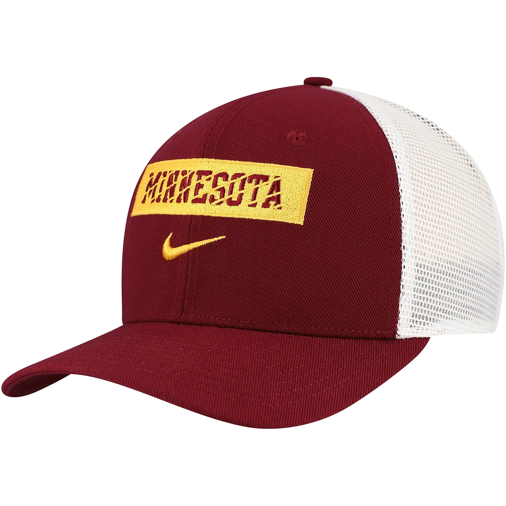 Casquette réglable Nike Maroon Minnesota Golden Gophers 2024/25 Sideline Rise Trucker pour homme