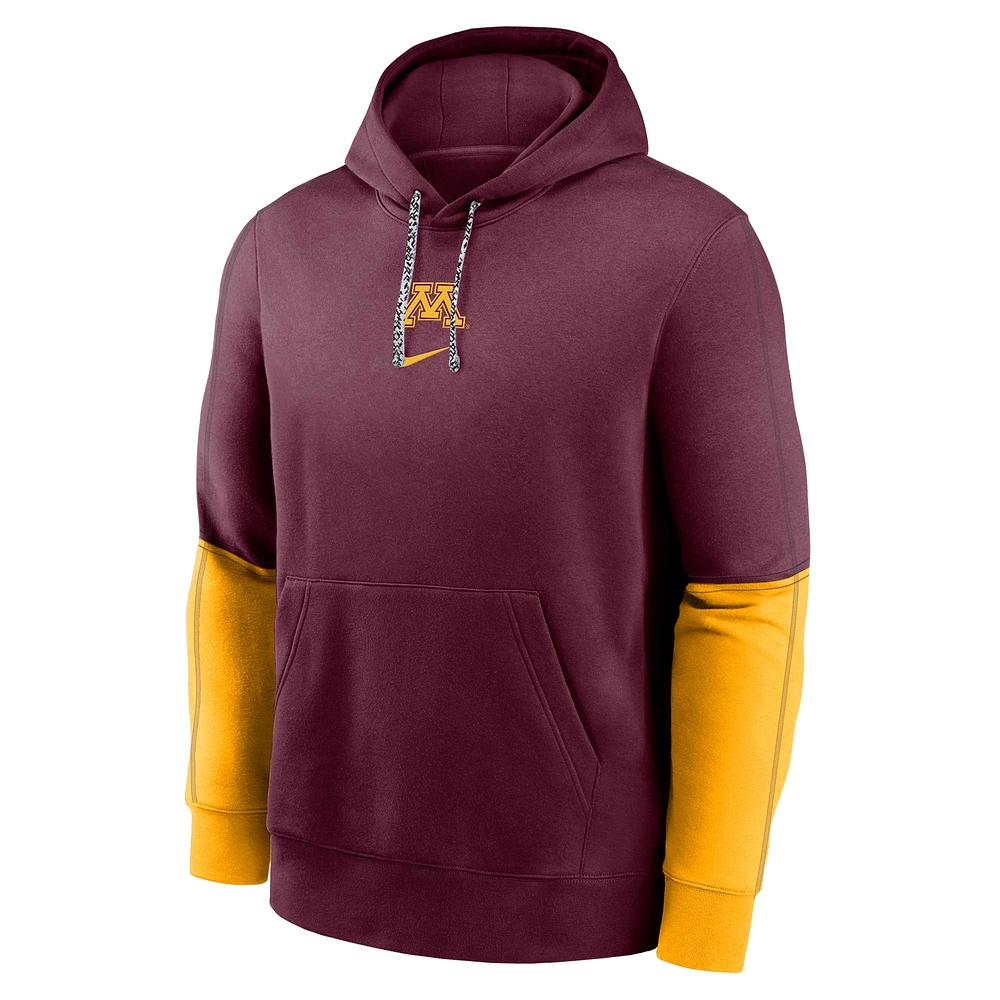 Sweat à capuche en polaire Nike marron Minnesota Golden Gophers 2024 Sideline Club pour homme