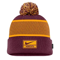 Men's Nike Maroon Minnesota Golden Gophers 2024 Sideline Peak Cuffed Knit Hat with Pom