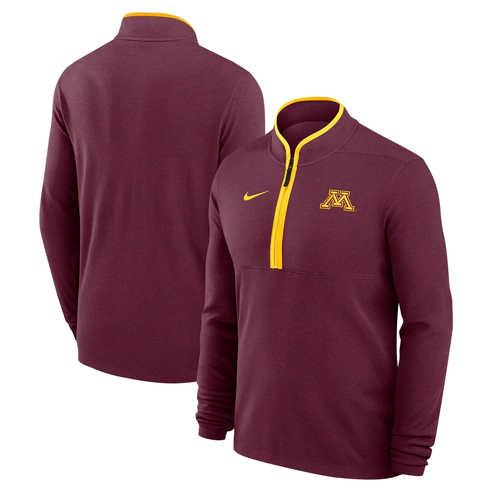 Men's Nike Maroon Minnesota Golden Gophers Coaches Courtside Basketball Victory Performance Quarter-Zip Top