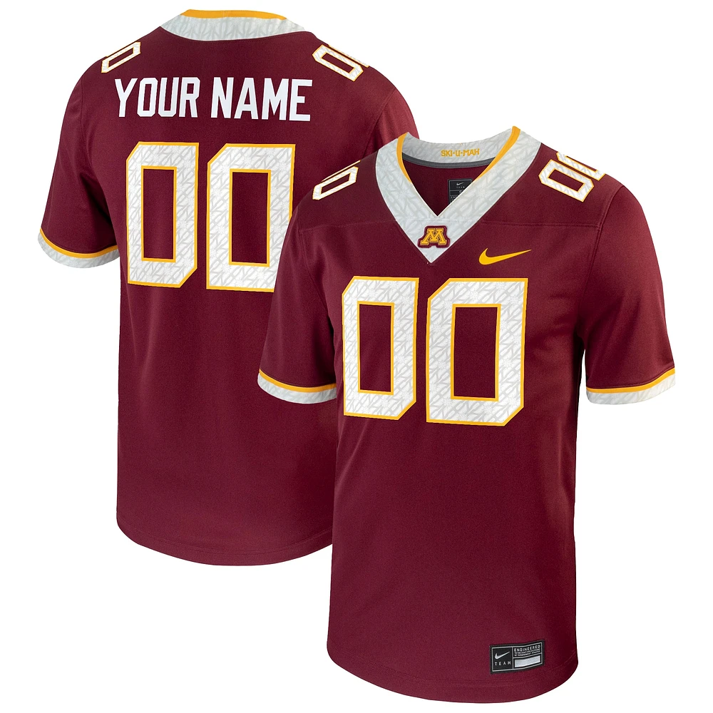 Men's Nike  Maroon Minnesota Golden Gophers Football Custom Game Jersey