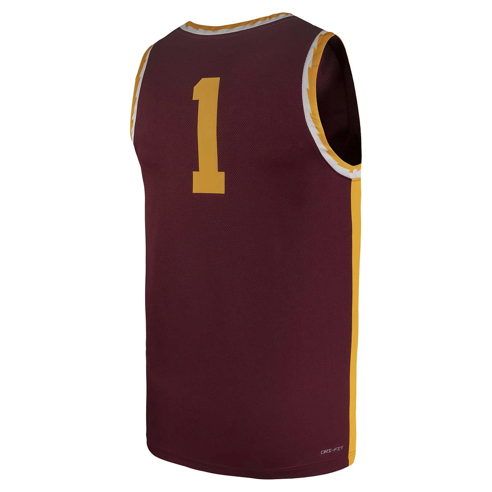 Maillot de basket-ball réplique l'équipe Nike #1 Maroon des Golden Gophers du Minnesota pour homme