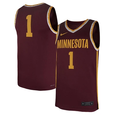 Maillot de basket-ball réplique l'équipe Nike #1 Maroon des Golden Gophers du Minnesota pour homme