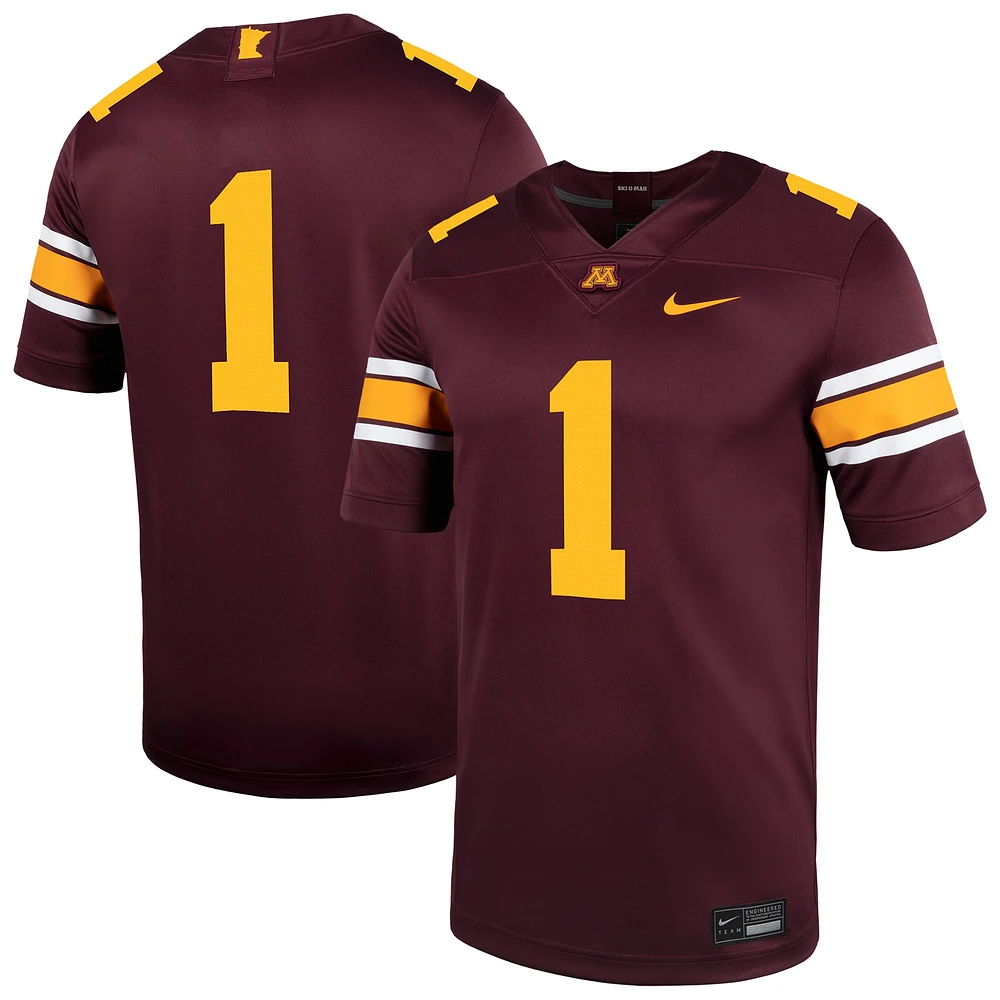 Maillot de football intouchable Nike #1 Maroon Minnesota Golden Gophers pour homme