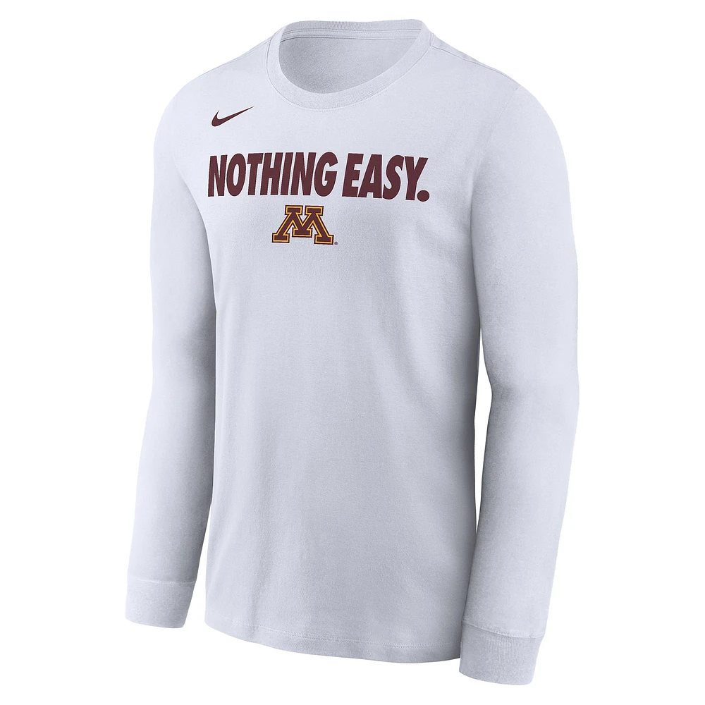 Men's Nike White Minnesota Golden Gophers 2025 On-Court Bench Long Sleeve T-Shirt