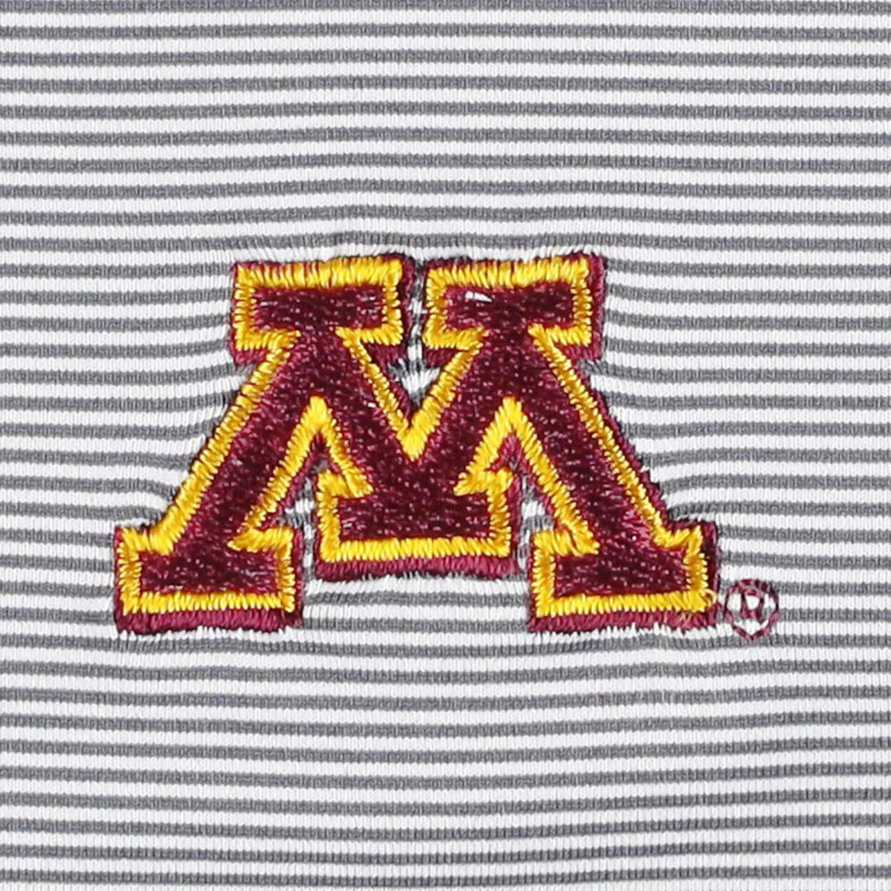 Men's Peter Millar Gray Minnesota Golden Gophers Jubilee Striped Performance Jersey Polo