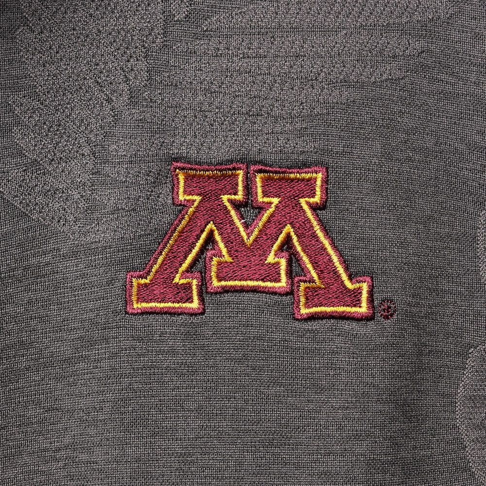 Men's Tommy Bahama Charcoal Minnesota Golden Gophers Palm Coast Delray Frond IslandZone Allover Print Polo